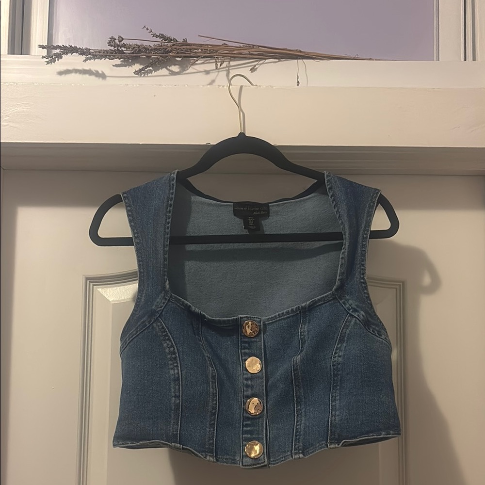 House of Harlow 1960 Blue Denim Crop Top